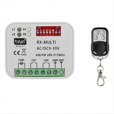 Interrupteur de porte de garage Tuya WiFi 280-915 MHz, récepteur de contrôle multifréquence, alimentation CA/CC 9-30 V, universel avec télécommande (1/5)