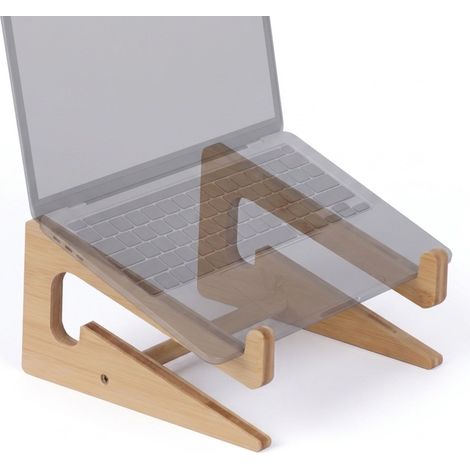 Relaxdays Support ordinateur portable 10-15 pouces, rehausseur et support vertical, bureau/télétravail, bambou naturel