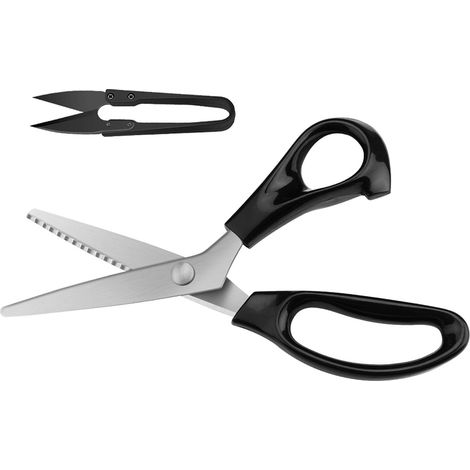 Ciseaux à denteler, Ciseaux Cranteurs de Couture pour Tissu Qualité Professionnelle， 23cm, Negru