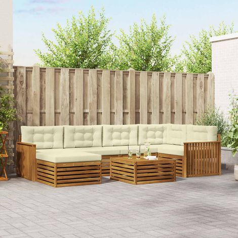 vidaXL Outdoor-Sofagarnitur mit Kissen 7 pcs Natur und Creme (1/5)