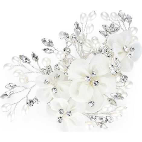 Haarkamm mit Blumenmuster, Hochzeitsaccessoire für Damen (silber) (1/5)
