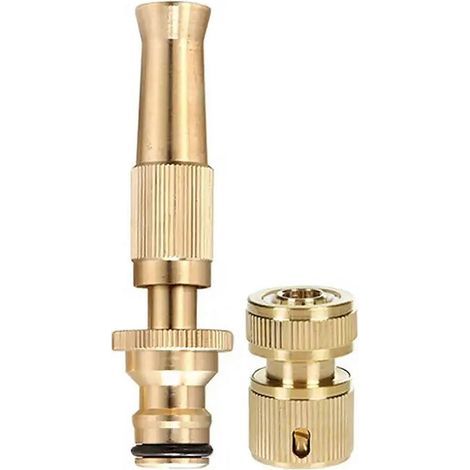 Brass Water Spray Gun with Adjustable Jet Nozzle for Gardening and Car Cleaning, CorrosionResistant (1/4)