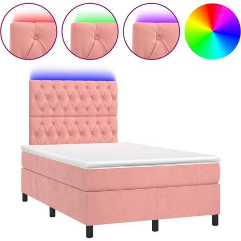 Maison Exclusive - Boxspringbett mit Matratze & LED Rosa 120x200
