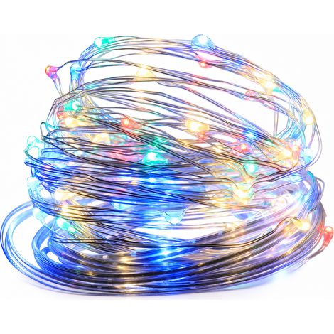 Guirlande Lumineuse LED Multicolore en Fil de Cuivre, 300 LED, Télécommande, 8 Modes, Boîtier à Piles Étanche (1/5)
