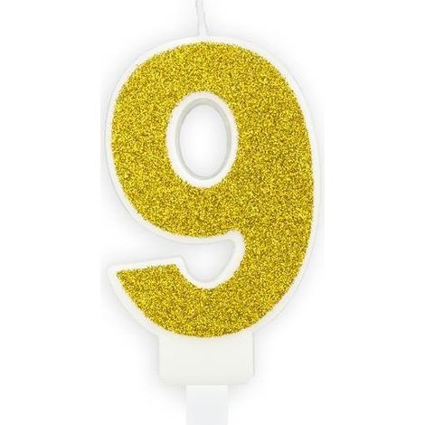 Geburtstagskerze Nummer 9, Gold (1/3)