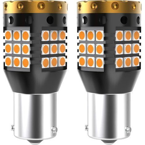 Ampoule LED ambre BAU15S PY21W pour clignotant, 3700 lm, 3030, 45 SMD, Canbus, anti-ultra-clignotement (lot de 2) (1/5)
