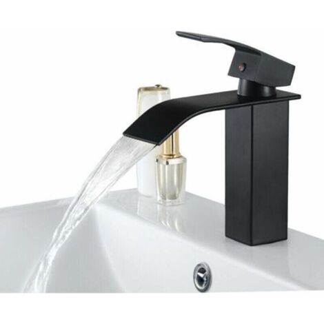 NOIR Robinet de Lavabo en Cascade Mitigeur en Laiton pour Salle de Bain Design Moderne