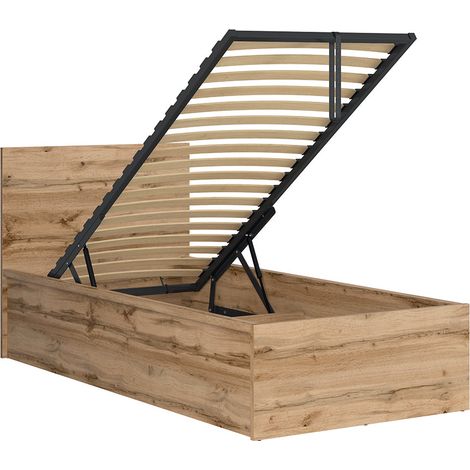 Letto con contenitore con base Edwin marrone 90x200 (1/4)