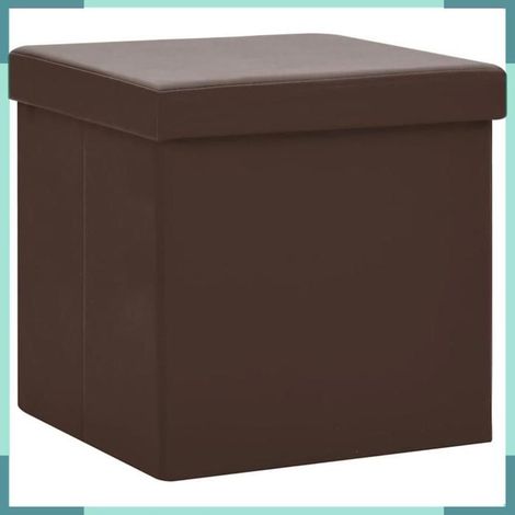 Tabouret de rangement pliable - 338787 - Lot de 2 - Marron - Siège rembourré amovible (1/5)