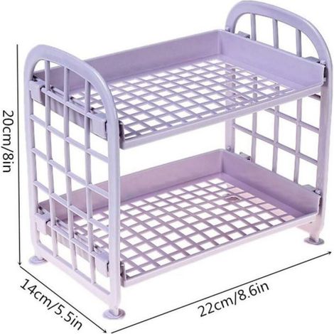 Porte-Serviettes - Autoportant - Plateau Rangement Shampoing - Caddy D'Angle - Violet - 22 x 14 x 20 cm (1/2)