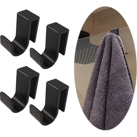 Lot de 4 supports de paroi de douche en verre 8 mm noirs (1/5)
