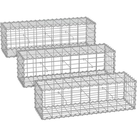 Songmics – Lot de 3 gabions en acier galvanisé 100 x 30 x 30 cm – Maille 5 x 10 cm – Assemblage sans outil – Pour murs et décorations de jardin (1/5)