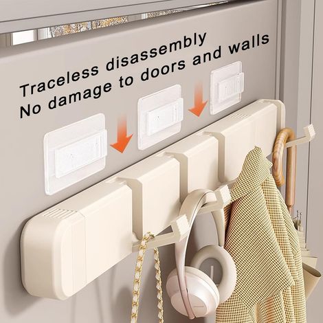 Pas besoin de percer des trous pour installer un porte-serviettes à crochet invisible pour salle de bain (5 crochets) (1/4)