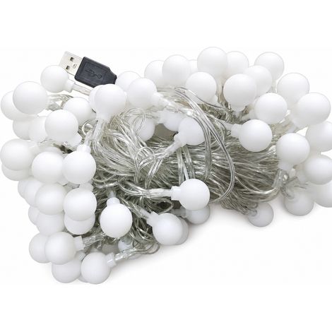Guirlande LED USB à Boules Givrées Multicolores, 80 LED à Lumière Fixe pour Tente et Décoration (1/5)