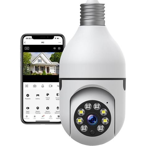 Caméra ampoule de sécurité 1080P WiFi intérieur sans fil 360°Panoramique - CAMCAMP (1/4)