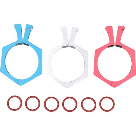Set mit 3 leeren 20oz-Becherclips, Klemmwerkzeug für Sublimation, rosa, blau, weiße Papierverpackung.