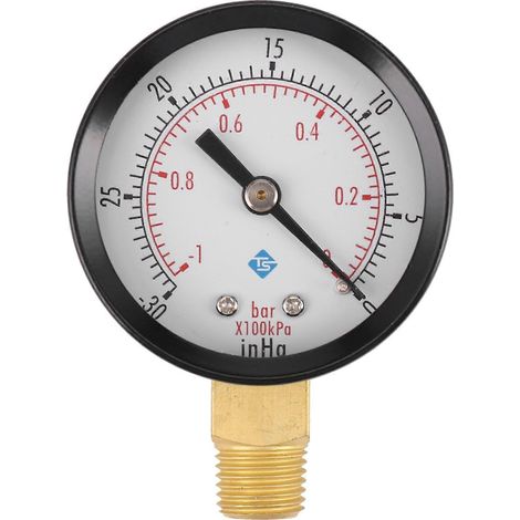 Manomètre - 0 - -30 inHg 0 - -1 bar Mini manomètre à cadran Baromètre vacuomètre (1/5)