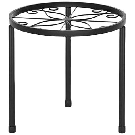 Soporte metálico para plantas, apto para uso interior/exterior, color negro, soporte para macetas, ideal para jardín y hogar. (1/5)