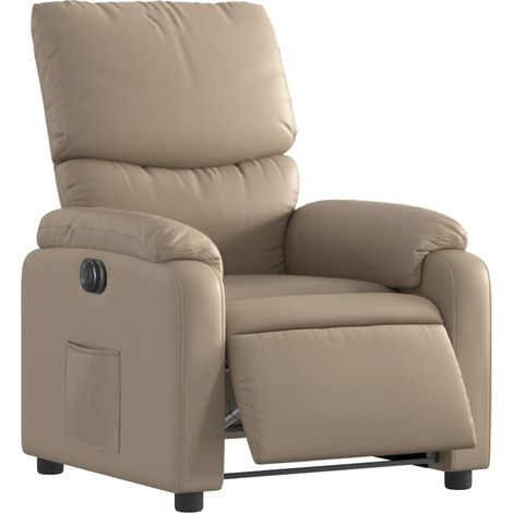 Fauteuil relax TV fonction d'inclinaison électrique très confortable en PVC couleur cappuccino DEC028243 (1/5)