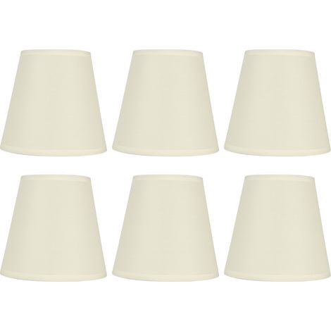 Lot de 6 abat-jour en tissu couleur crème pour applique murale ou lustre E14 - Décoration intérieure (1/5)
