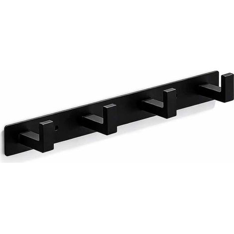Barre de Douche sans Perçage, Porte-Serviettes Mural Adhésif pour Salle de Bain et Cuisine, Support Robuste pour Vêtements et Accessoires, Noir (1/5)