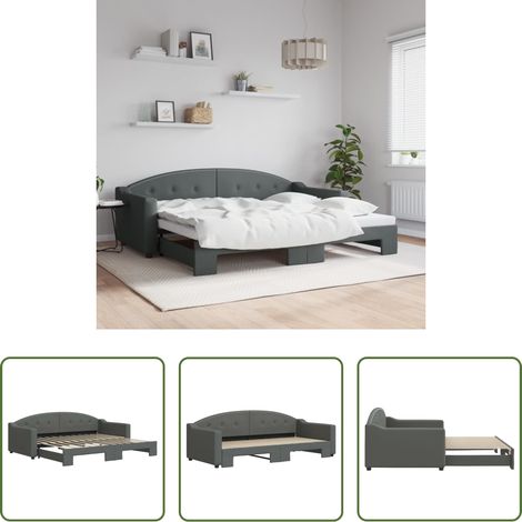 Schlafsofa -  Tagesbett Ausziehbar Dunkelgrau 90x200 cm Stoff