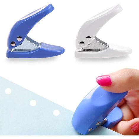 Mini papier 1 trou perforateur, perforateur de poche portable, 10 feuilles à la fois, couleur aléatoire (2 pièces)