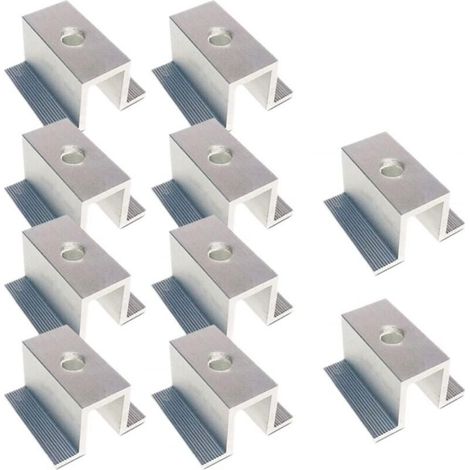 Lot de 20 Pince de Fixation pour Panneau PV, Supports de Montage pour Panneau en Alliage Aluminium, Accessoires de Montage Photovoltaïque, pour Hauteur de Module 58-20mm (1/5)