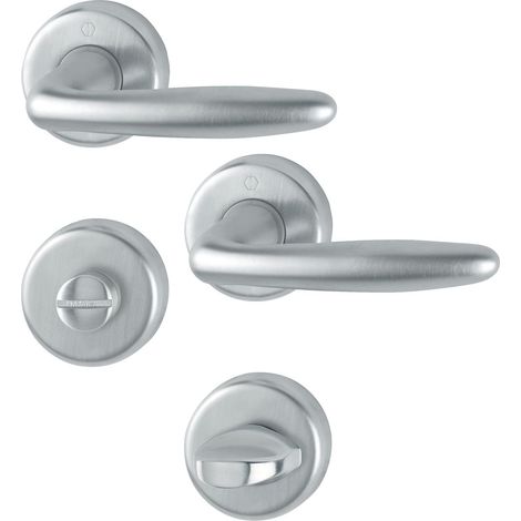 1 - Garniture De Poignée - Rosace Ronde WC - Mécanisme À Ressort - Pour Porte 39-44mm - Finition Chromé Mat - 8x8,5cm