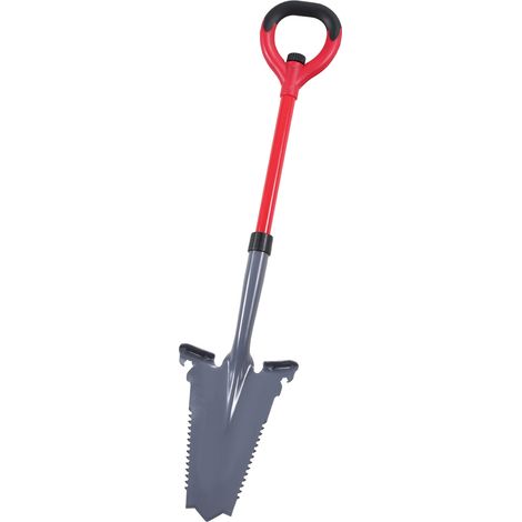 TolleTour 1 pala con sierra para raíces Pala multiusos con punta cortante Mango ergonómico  para terrenos duros  Rojo