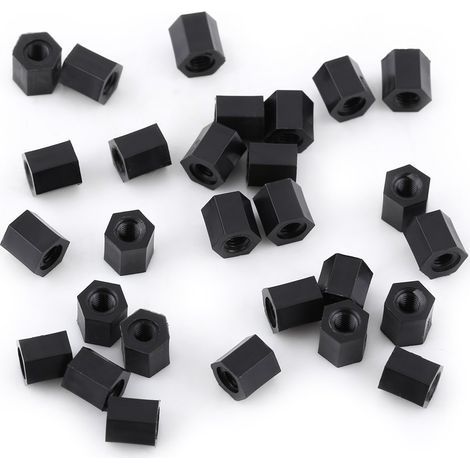 100 pièces noir PA66 M3 femelle x M3 femelle entretoise filetée hexagonale entretoise (M3 5) (1/5)