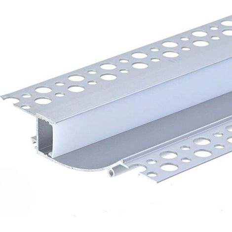Profilé Aluminium Encastré 2m pour Plâtre Couvercle Blanc Opaque - SILAMP (1/2)
