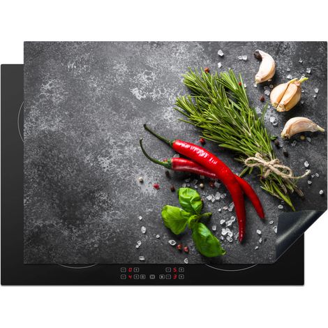 PROTECTION PLAQUE INDUCTION Poivre - Herbes - Épices - Béton Couvre Plaque De Cuisson 71x52 cm (1/5)