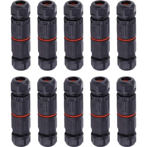 10 conectores de cable eléctrico impermeables IP68, conectores hembra de 3 pines, toma de corriente para exteriores, conector de cable impermeable.