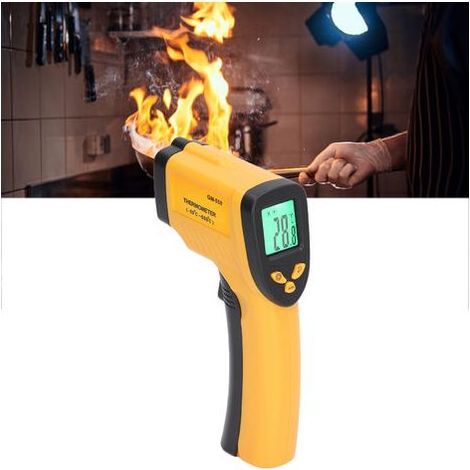 Berührungsloses Infrarot-Thermometer – Messbereich von -50 bis 550 °C – Hintergrundbeleuchtetes LCD-Display – Ansprechzeit ≤ 0,8 s – Distanzverhältnis 12:1 (1/5)