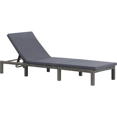 Bain de soleil Chaise de jardin Transat de jardin - avec coussin Résine tressée Anthracite BV552693 - BonneVie (1/5)