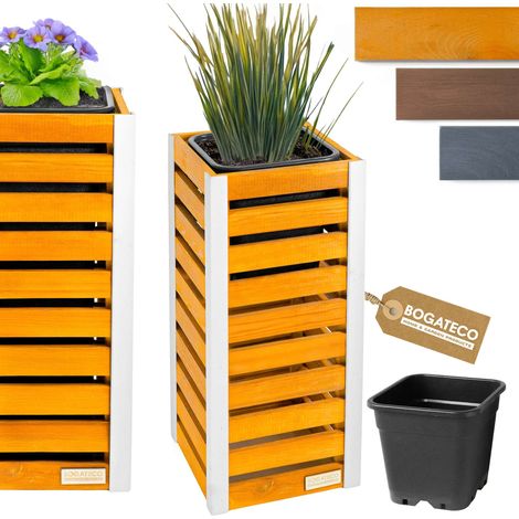 Jardinière Bois Bogateco 82x36x36 cm avec Bac Brun Clair (1/5)
