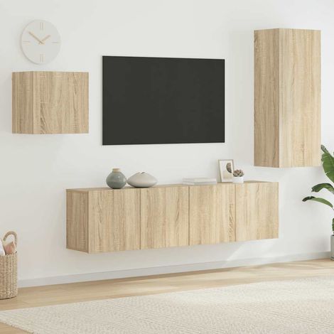 vidaXL 4 Piece TV Wall Units Sonoma Oak Engineered Wood (1/5)