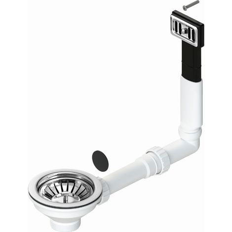 Piletta di scarico lavello Ø114 mm con troppopieno rettangolare L.B. Plast DS590-P  Cromo (1/2)