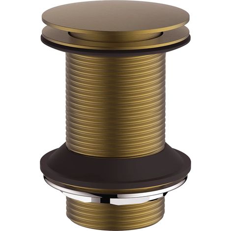 Unslotted Basin Waste Brushed Brass Finish Click Clack Push Hoxton by Britton