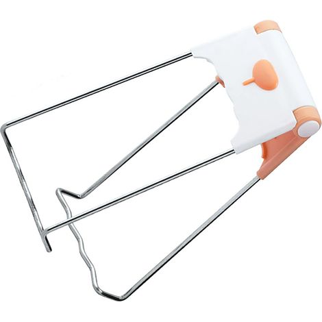 Pince à poêle en plastique et métal, ergonomique et professionnelle, pour la cuisine, pour hommes et femmes (blanche). (1/5)