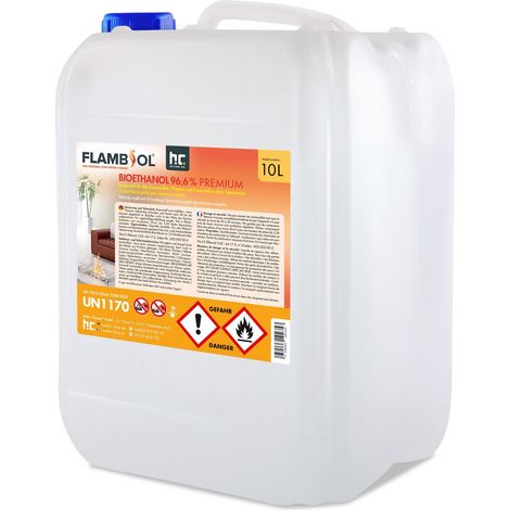 Höfer Chemie Gmbh – Bioéthanol 96,6% Premium 10 L – Combustible sans fumée pour cheminées à éthanol – À base de maïs et betterave sucrière