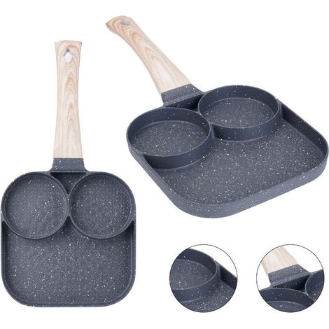 TrAdE Shop Traesio - Padella Antiaderente Multifunzionale 3in1 Con 3 Sezioni Divise Accessori Cucina Casa 624284 - (1/3)
