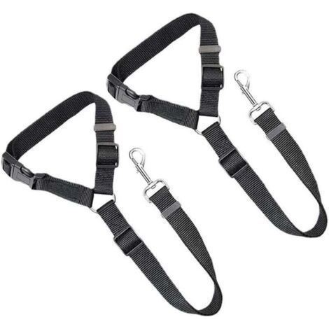 Lot de 2 sangles de ceinture de sécurité pour chien et chat, réglables, en nylon, pour appui-tête de voiture