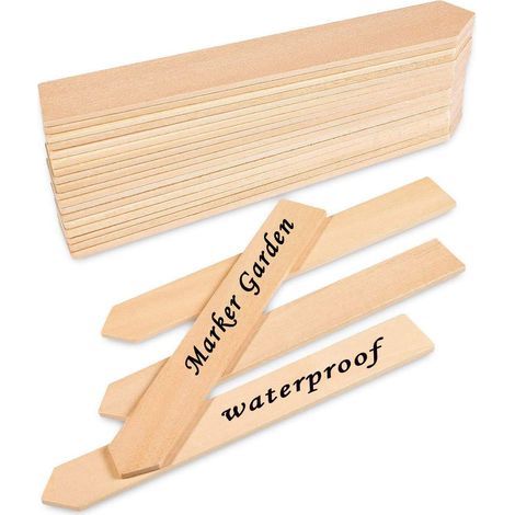 50Pcs Étiquettes de Plantes en Bois avec, Pointu Signe de la Plante Imperméable Écologiques Marqueurs de Jardin pour Semences Herbes Fleurs Légumes (15 x 2 cm) (1/5)