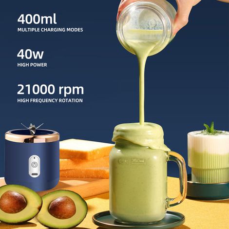 Mini blender 40W, mini extracteur de jus portable, format personnel, rechargeable par USB, double, rose. (1/5)