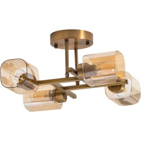 [GEBRAUCHT] B-Ware Horia Deckenleuchte Lampe antikgold bernstein Glas Metall gold patiniert (1/2)