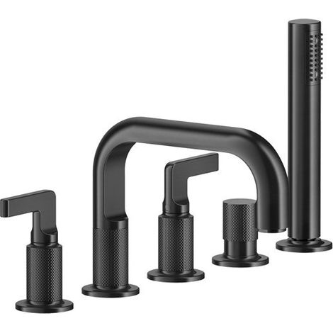 Gessi Inciso- Mezclador de borde de bañera de 5 agujeros con 2
