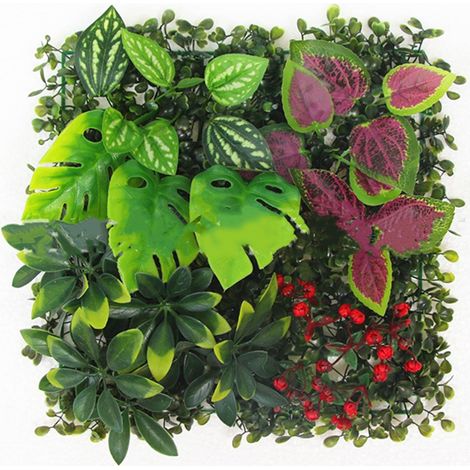 Mur Végétal Modulaire 25x25cm - Anti-UV Panneaux Décoratifs - Fausse Pelouse - Décoration Intérieure et Extérieure (1/4)