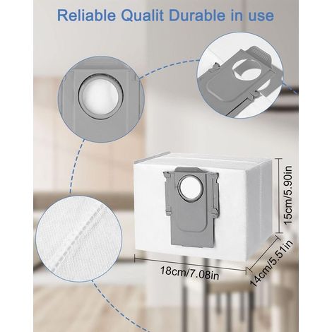 Lot de 10 Sacs à Poussière Accessoires pour Xiaomi Roborock S8+/S8 Pro Ultra S7 MaxV Ultra/S7 Pro Ultra/Q7+/ Q7 Max+/Q5+/T8, Sacs d'aspirateur de Rechange pour Roborock s7 (1/5)